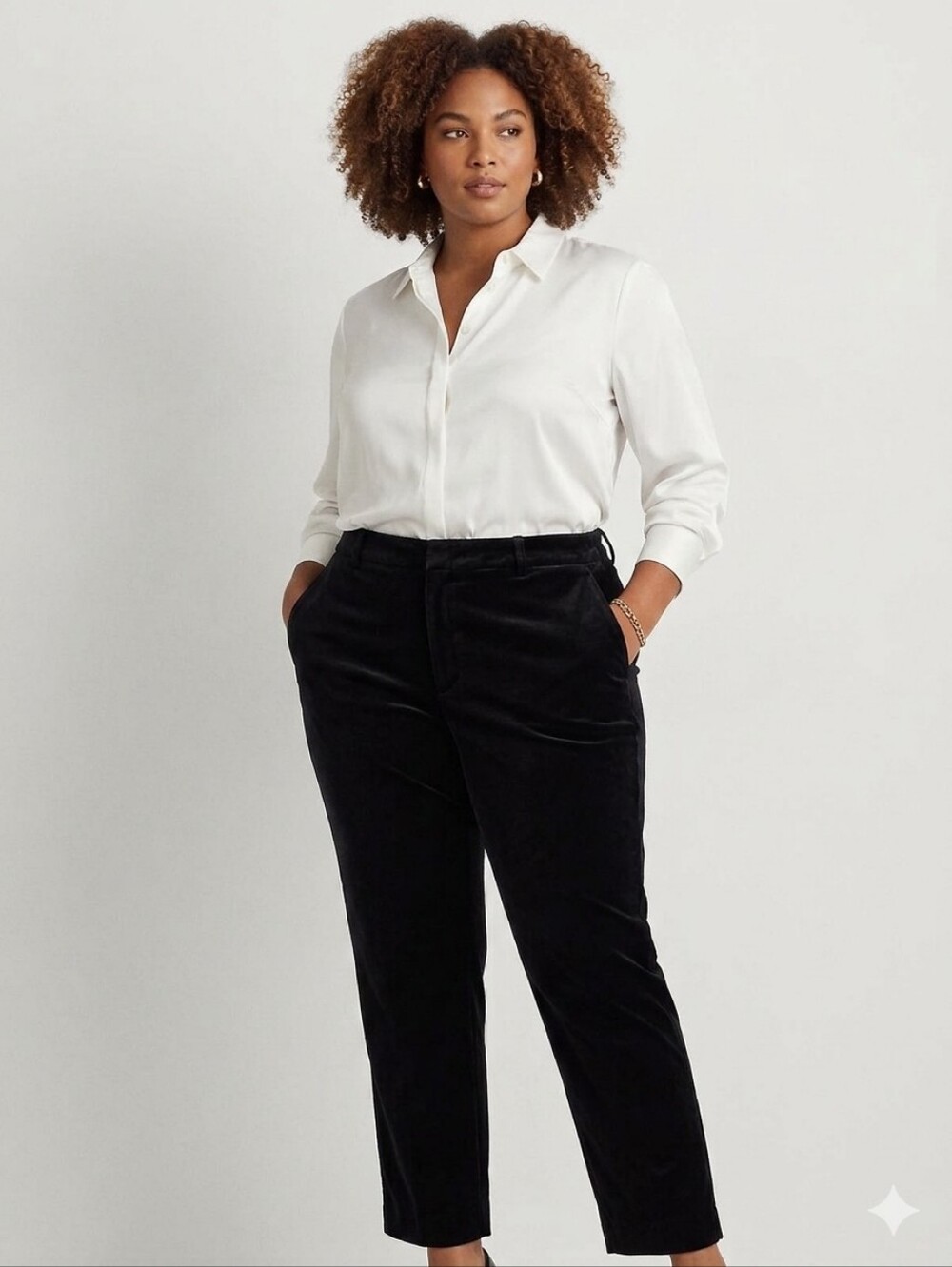 Lauren Ralph Lauren Black Holiday Velvet Pants, Size 18W